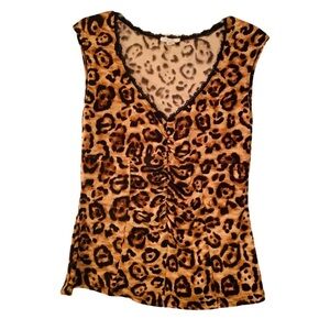 NWOT Cache Animal Print V-Neck Tank Top
